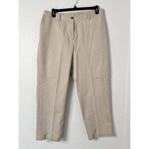 LL Bean Classic Fit Curve I Women's Straight Leg Chino Khaki Pants Size 16 P
